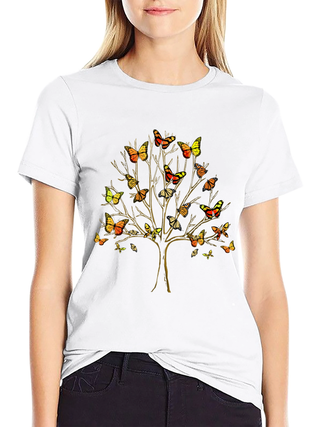Butterfly Tree Graphic Tee - Unique Nature Inspired T-Shirt