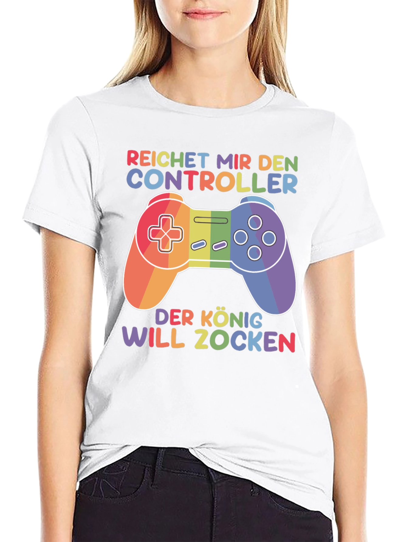 Rainbow Gamer T-Shirt - Reichert Mir Den Controller