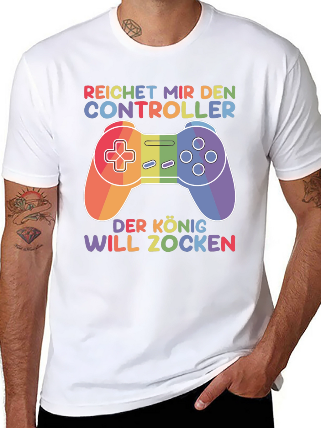 Rainbow Gamer T-Shirt - Reichert Mir Den Controller