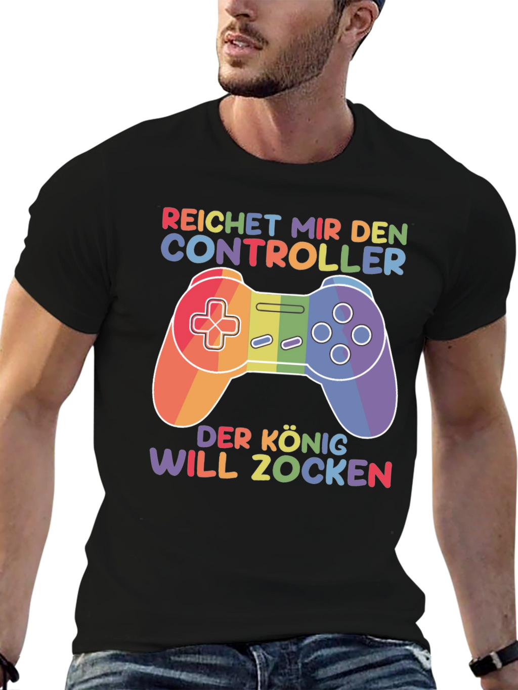 Rainbow Gamer T-Shirt - Reichert Mir Den Controller