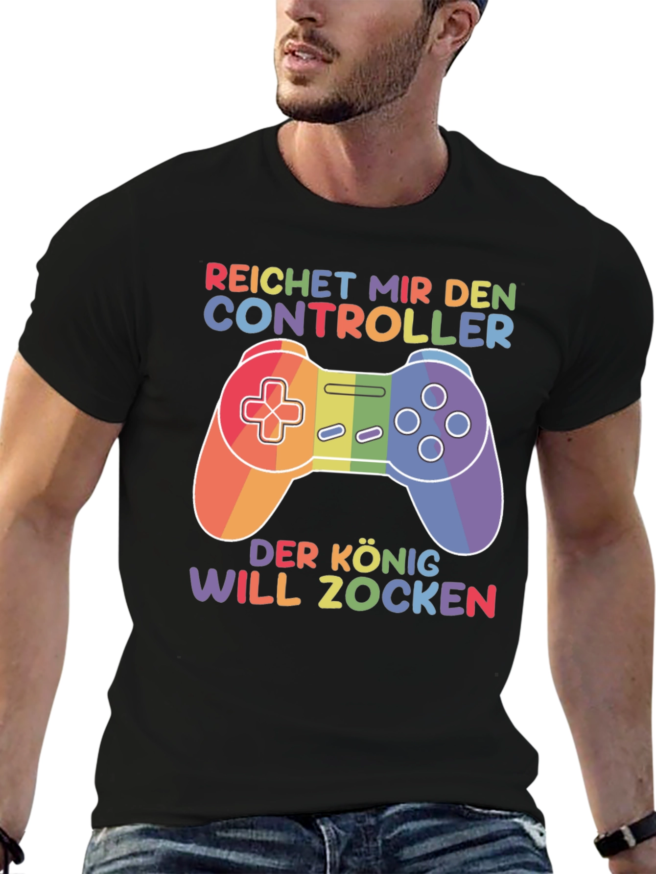 Rainbow Gamer T-Shirt - Reichert Mir Den Controller