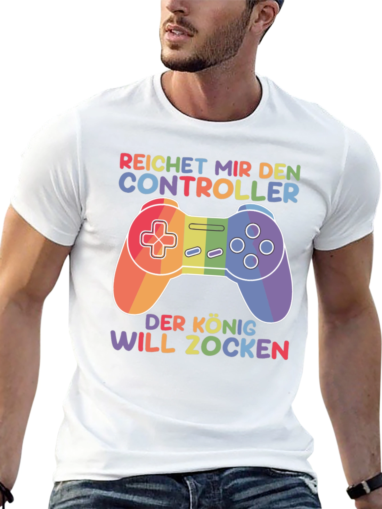 Rainbow Gamer T-Shirt - Reichert Mir Den Controller