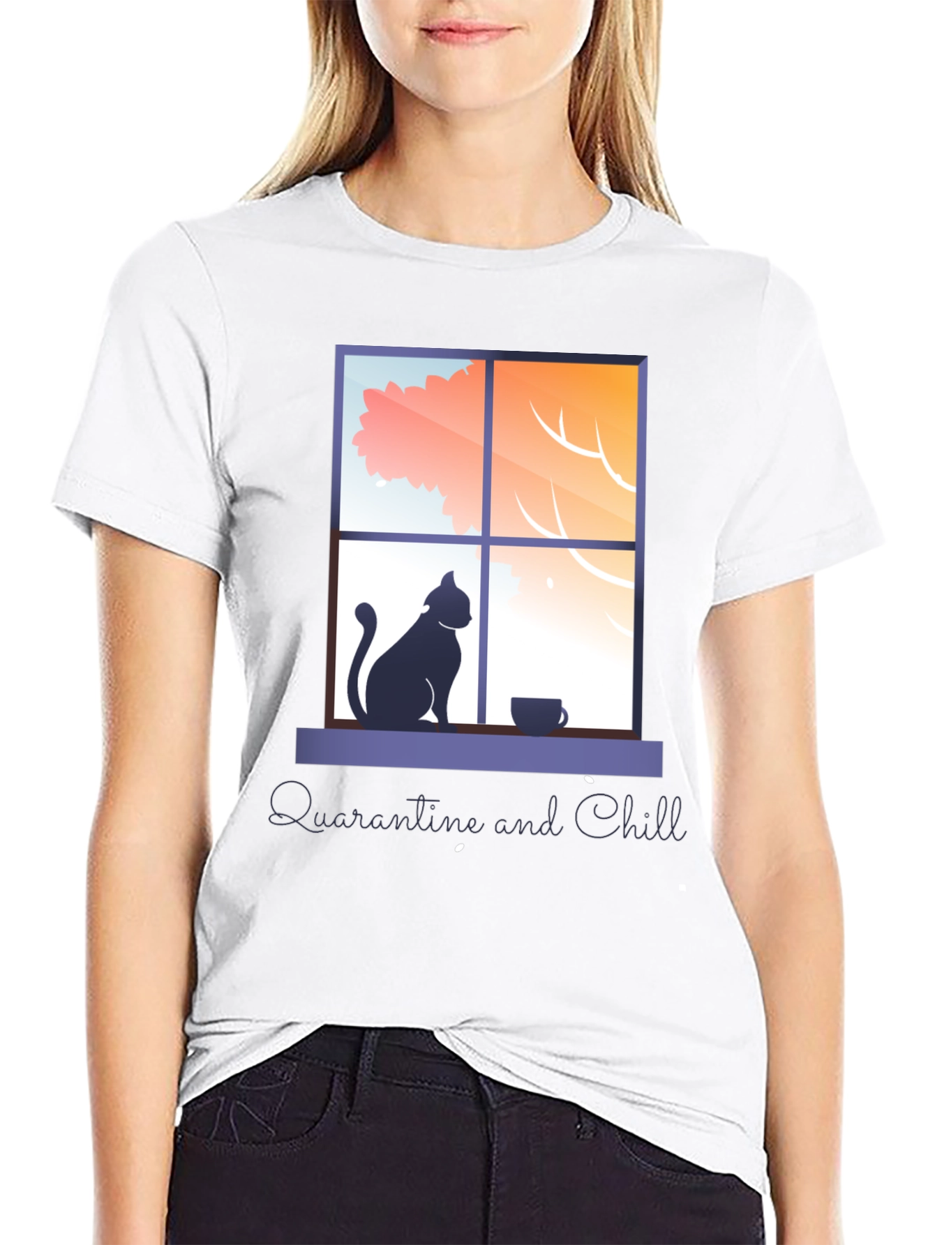 Quarantine & Chill T-Shirt - Cat by Window