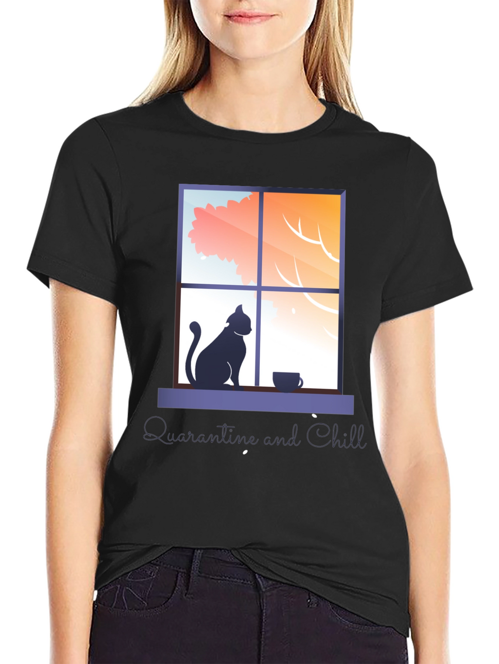 Quarantine & Chill T-Shirt - Cat by Window