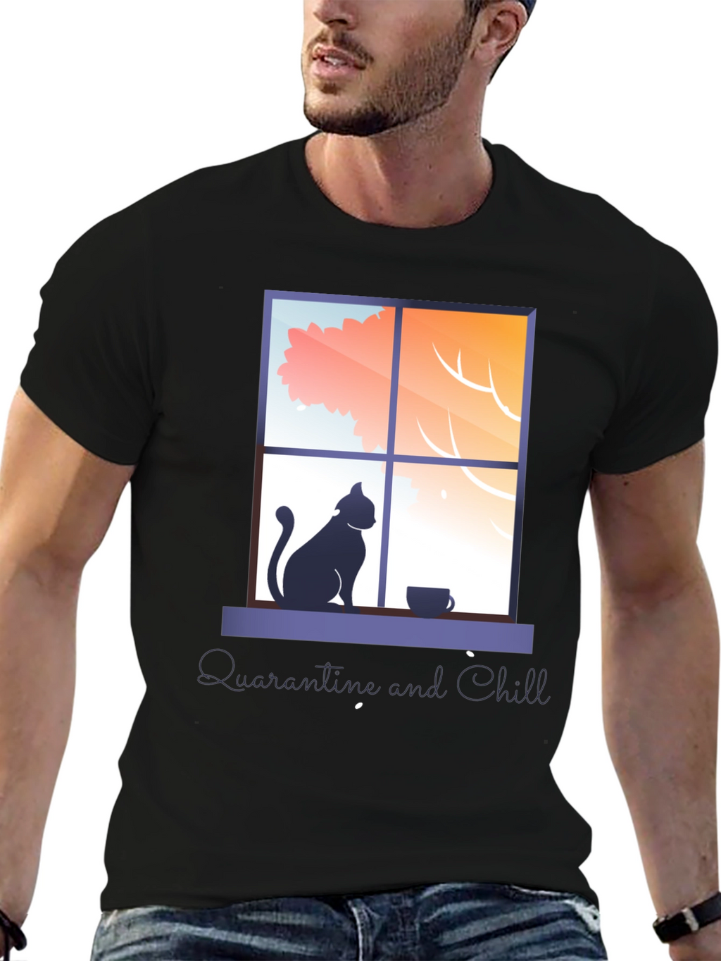 Quarantine & Chill T-Shirt - Cat by Window