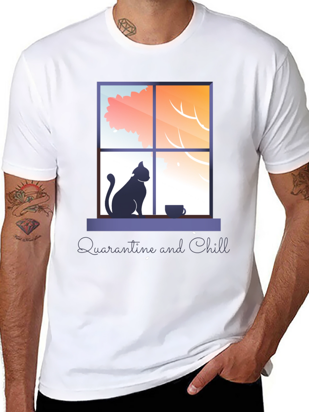 Quarantine & Chill T-Shirt - Cat by Window