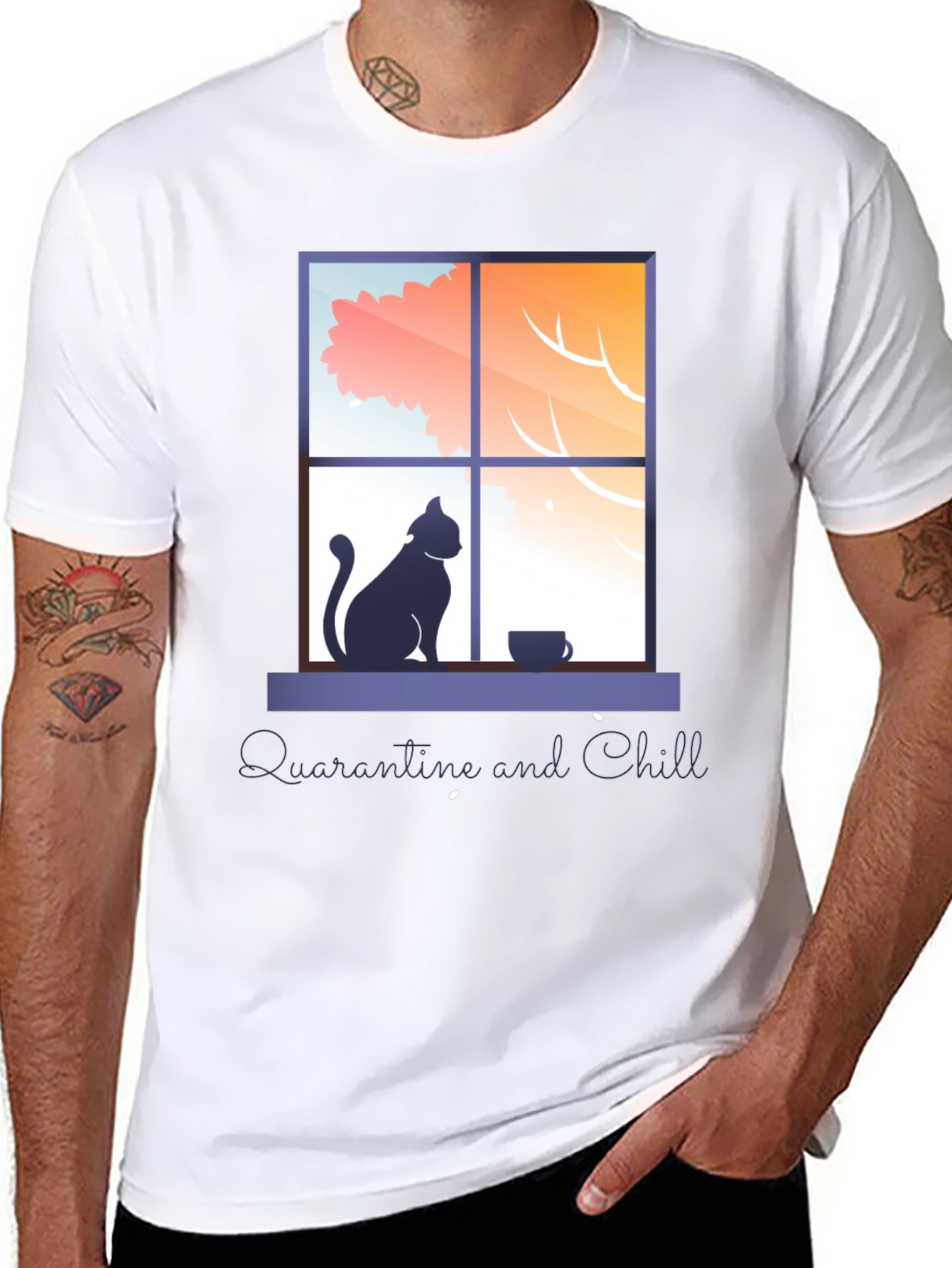 Quarantine & Chill T-Shirt - Cat by Window