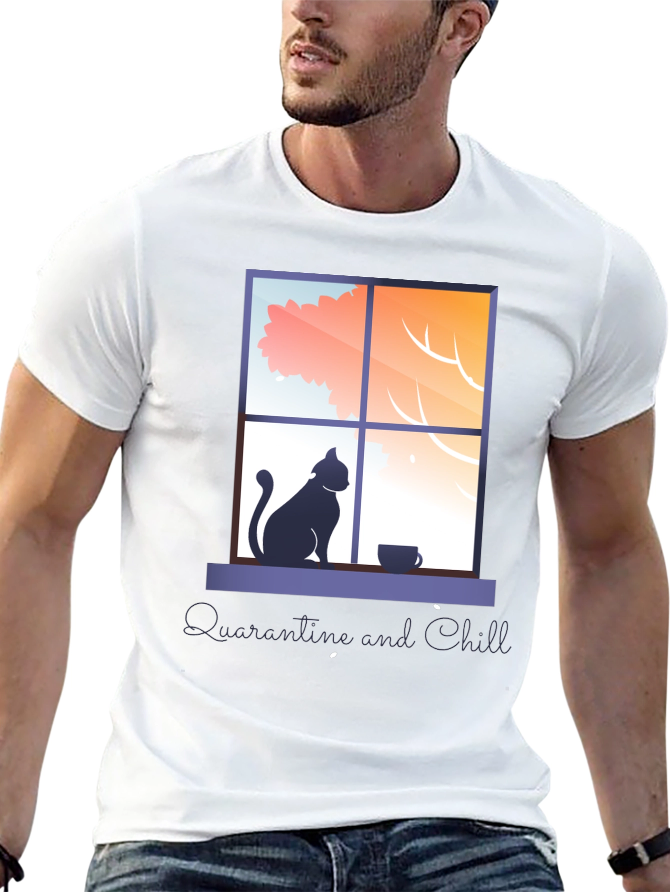 Quarantine & Chill T-Shirt - Cat by Window
