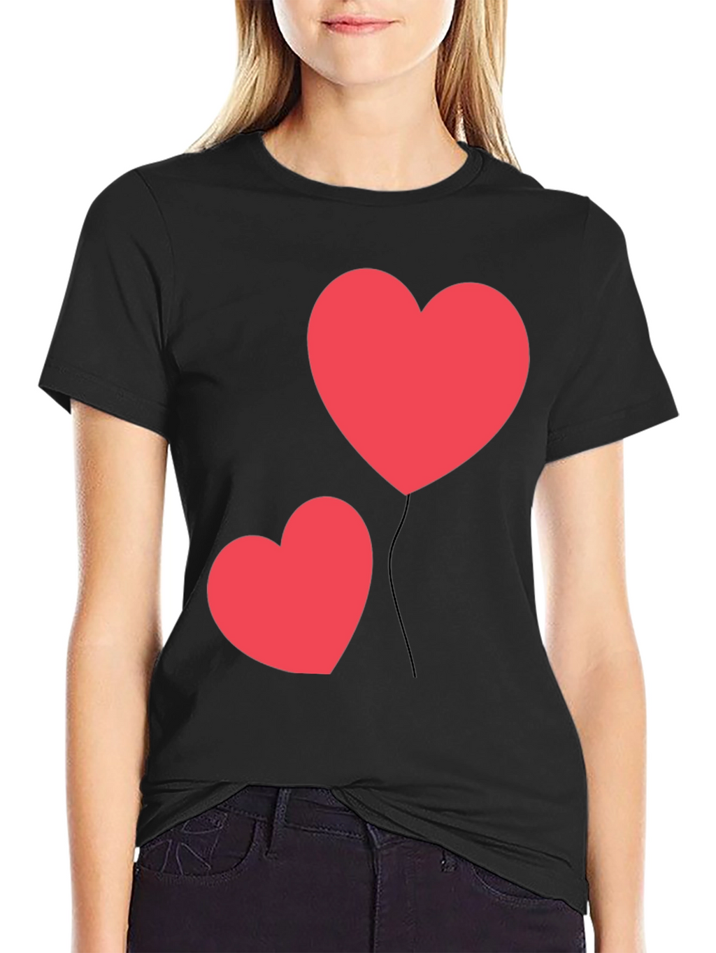 Heart Balloon Graphic Black T-Shirt