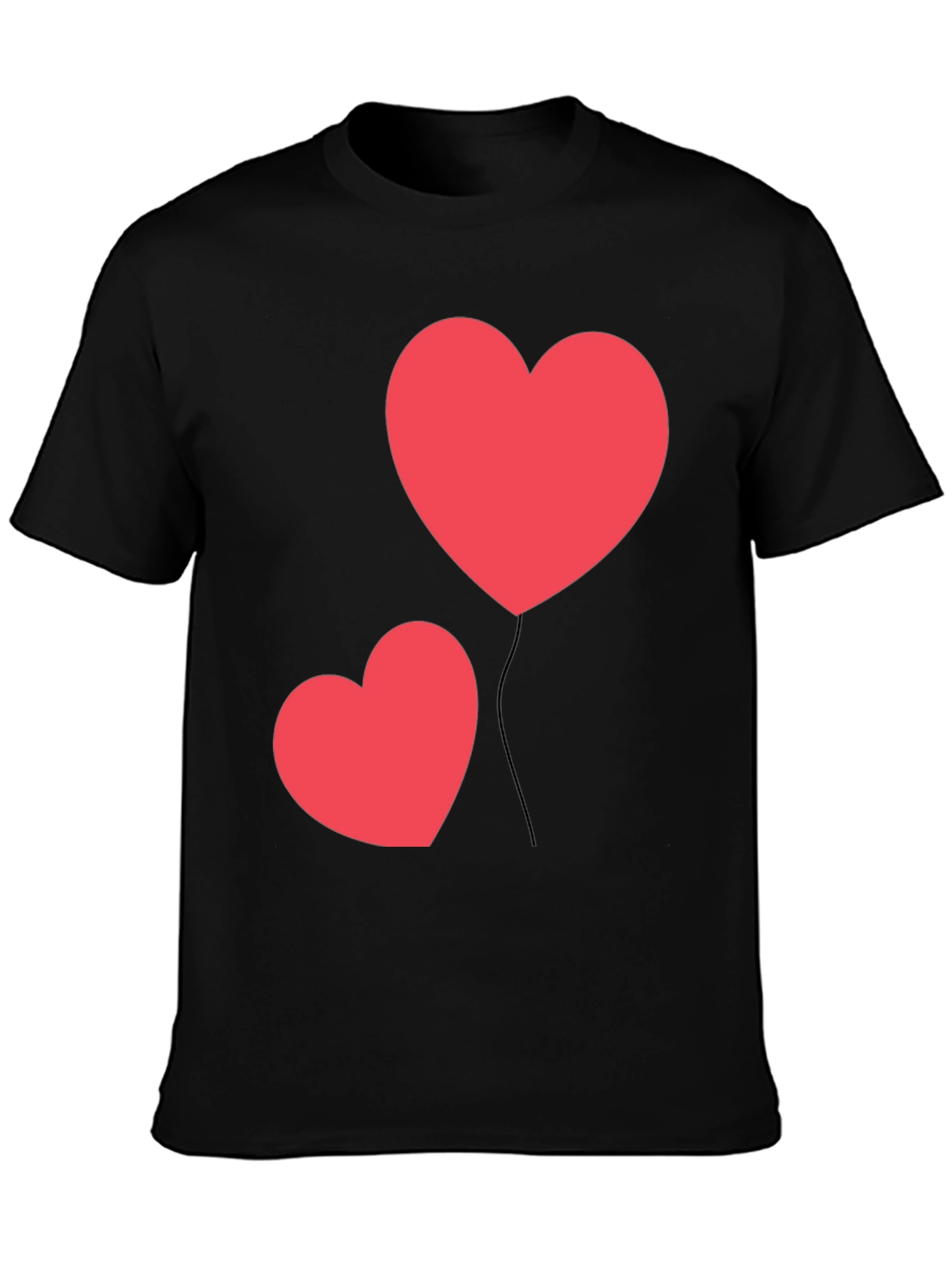 Heart Balloon Graphic Black T-Shirt
