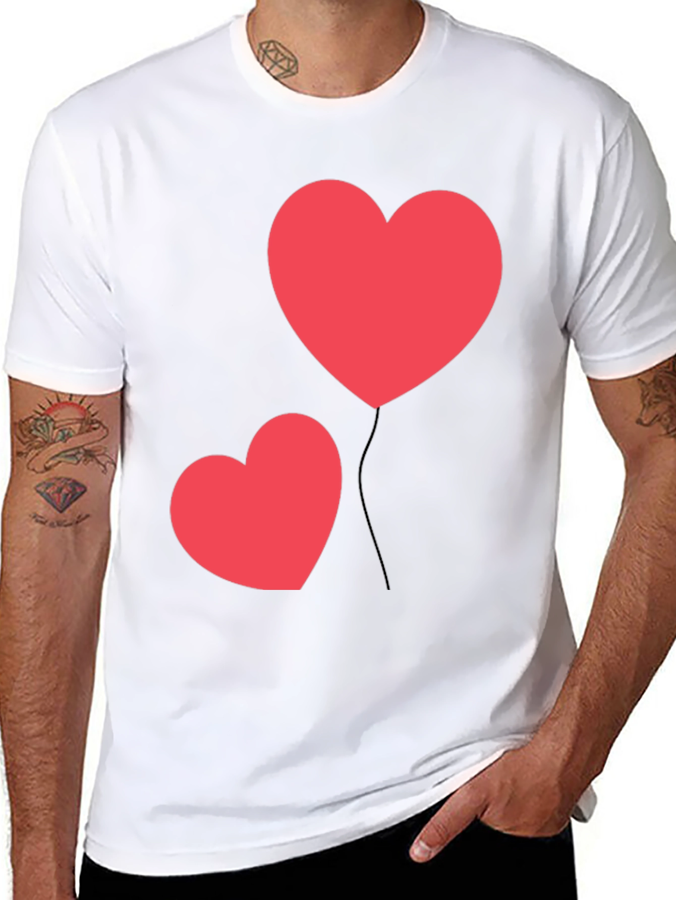 Heart Balloon Graphic Black T-Shirt