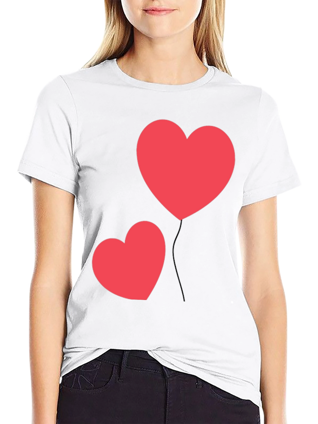 Heart Balloon Graphic Black T-Shirt