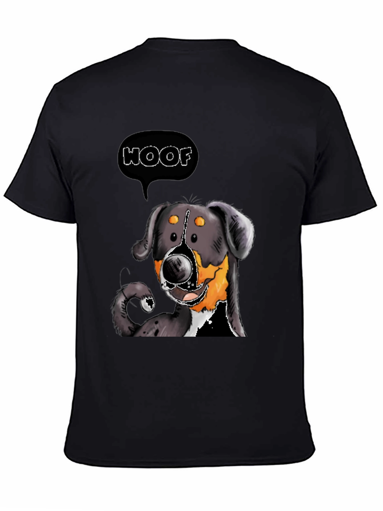 Woof Dog Graphic Tee - Black Cotton T-Shirt