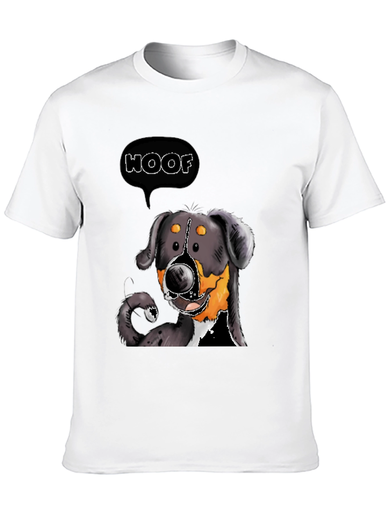 Woof Dog Graphic Tee - Black Cotton T-Shirt
