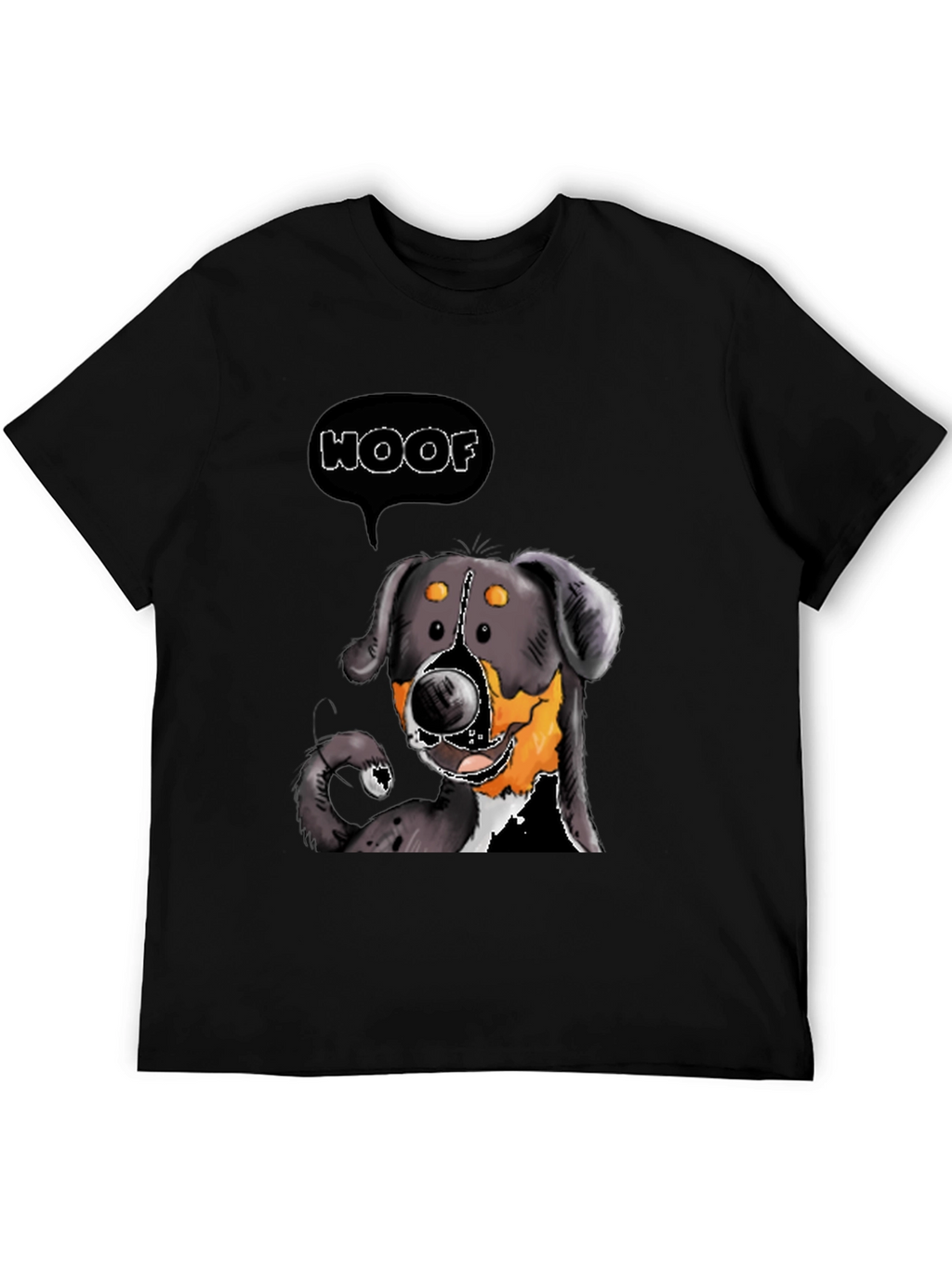 Woof Dog Graphic Tee - Black Cotton T-Shirt