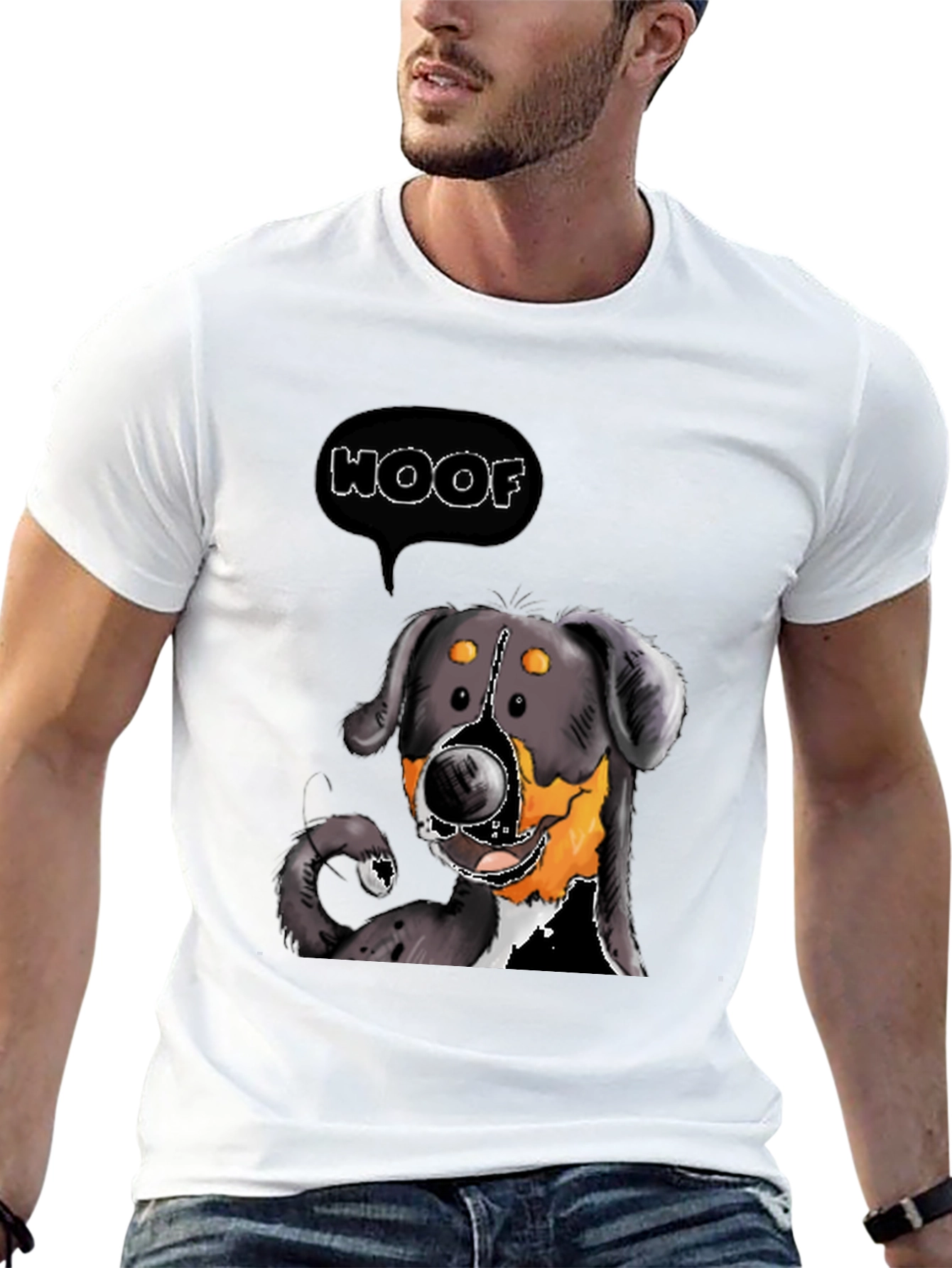 Woof Dog Graphic Tee - Black Cotton T-Shirt