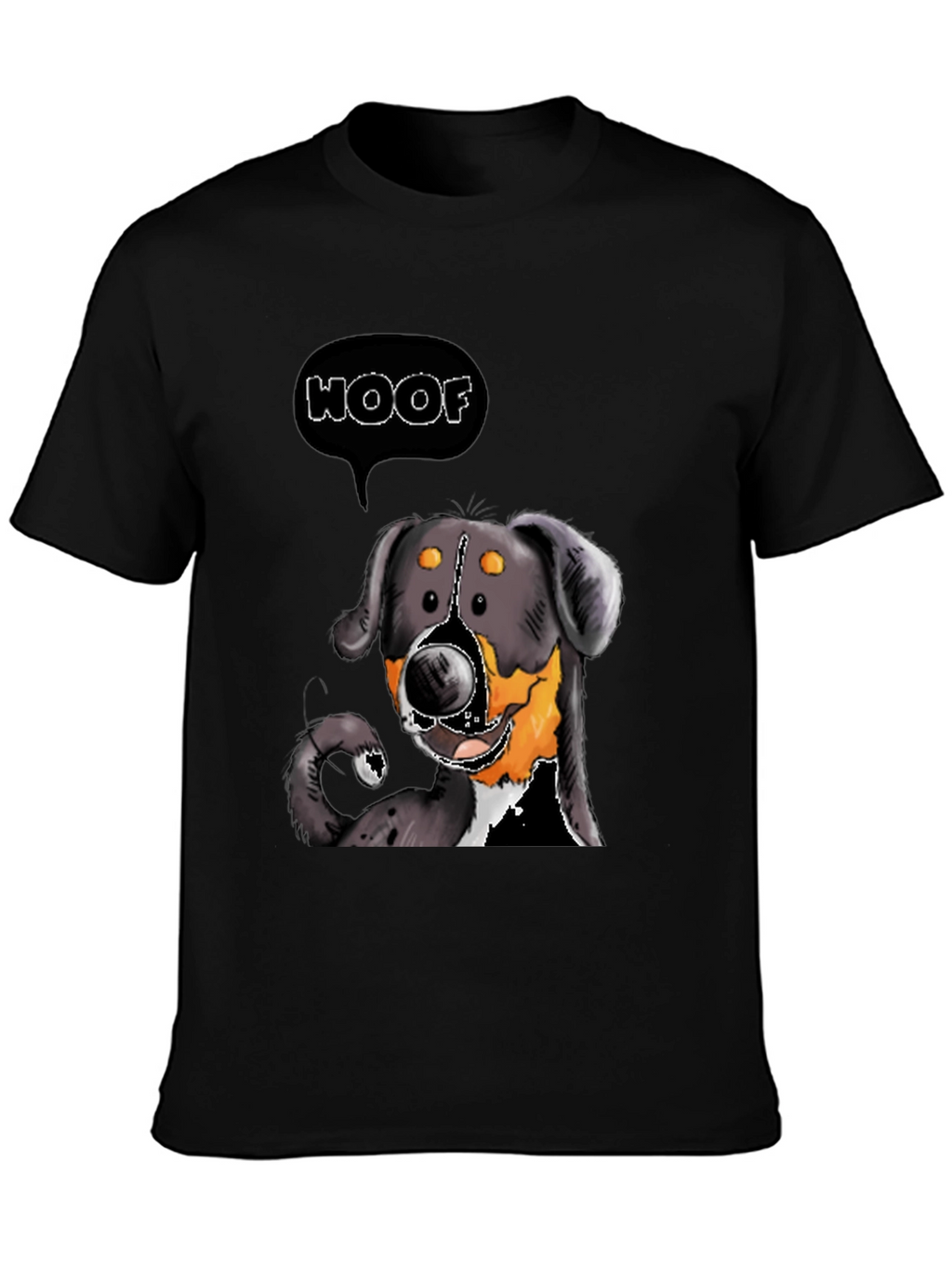 Woof Dog Graphic Tee - Black Cotton T-Shirt