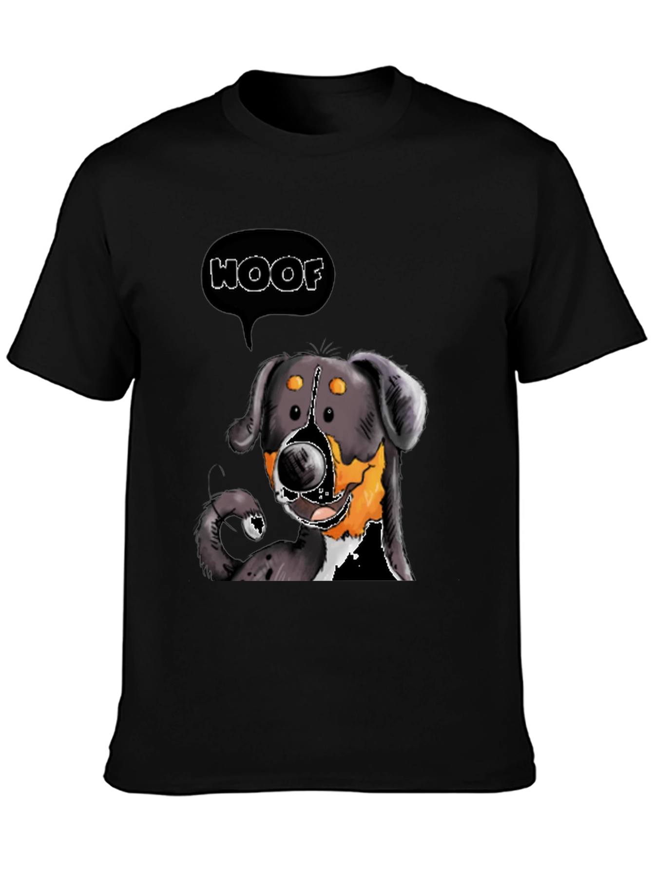 Woof Dog Graphic Tee - Black Cotton T-Shirt