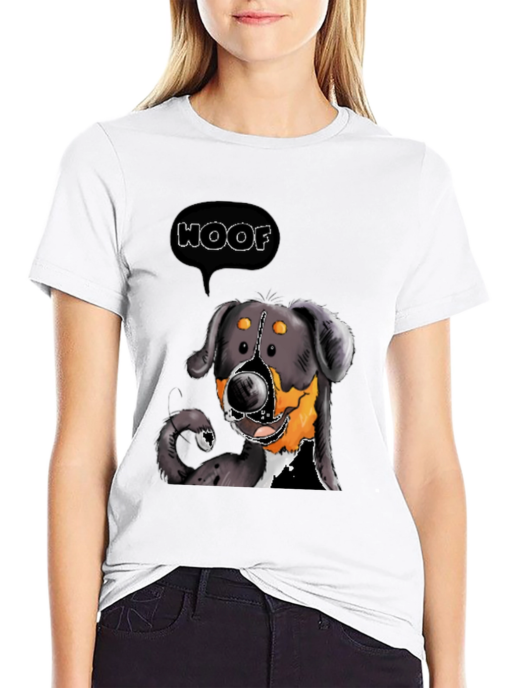 Woof Dog Graphic Tee - Black Cotton T-Shirt