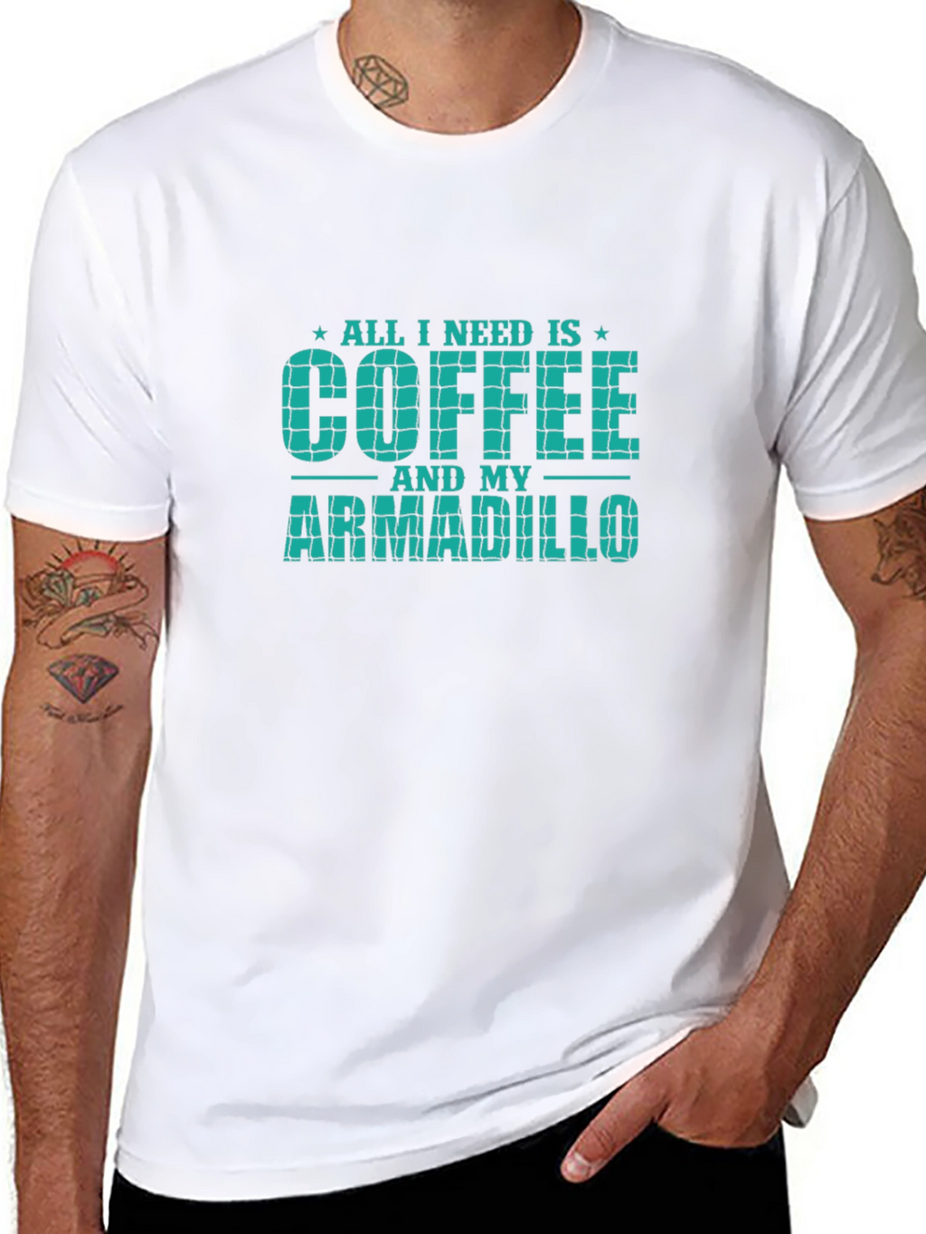 Coffee and Armadillo T-Shirt - Novelty Graphic Tee