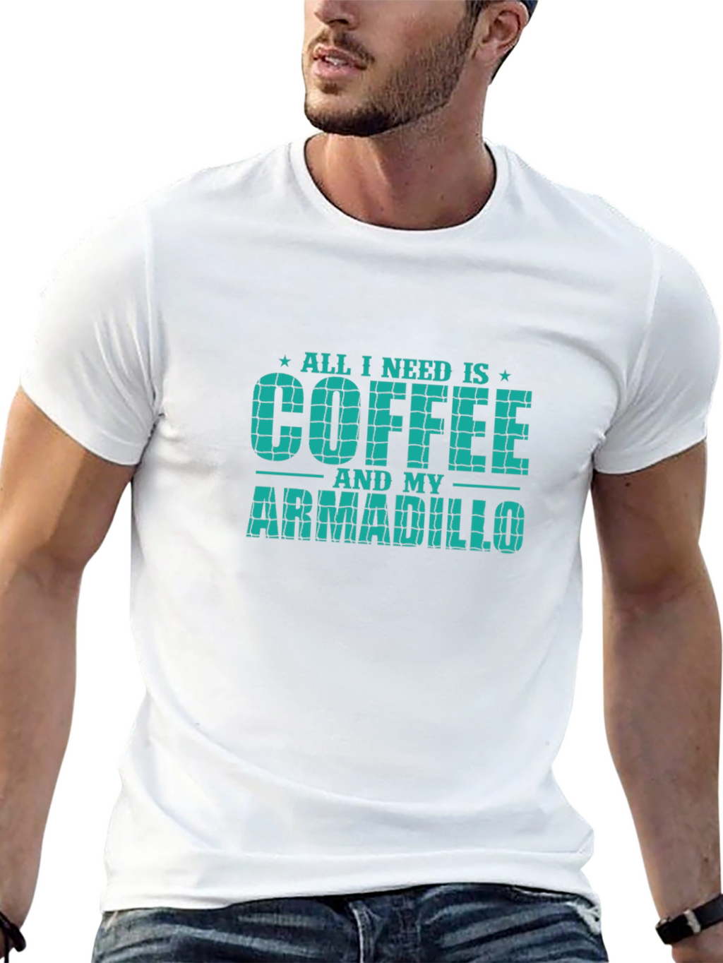 Coffee and Armadillo T-Shirt - Novelty Graphic Tee
