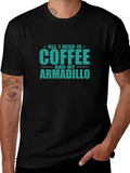 Coffee and Armadillo T-Shirt - Novelty Graphic Tee