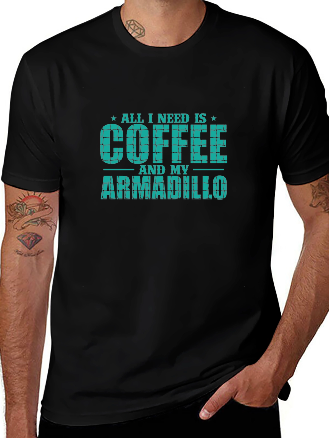 Coffee and Armadillo T-Shirt - Novelty Graphic Tee