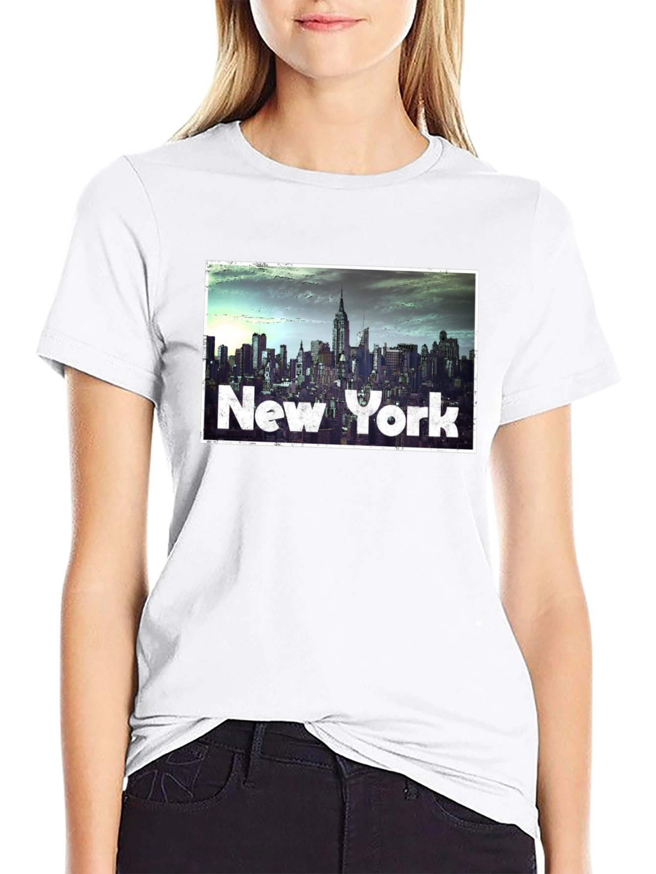 New York City Skyline Graphic Tee - Black