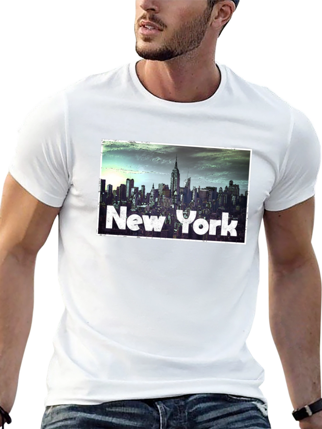 New York City Skyline Graphic Tee - Black