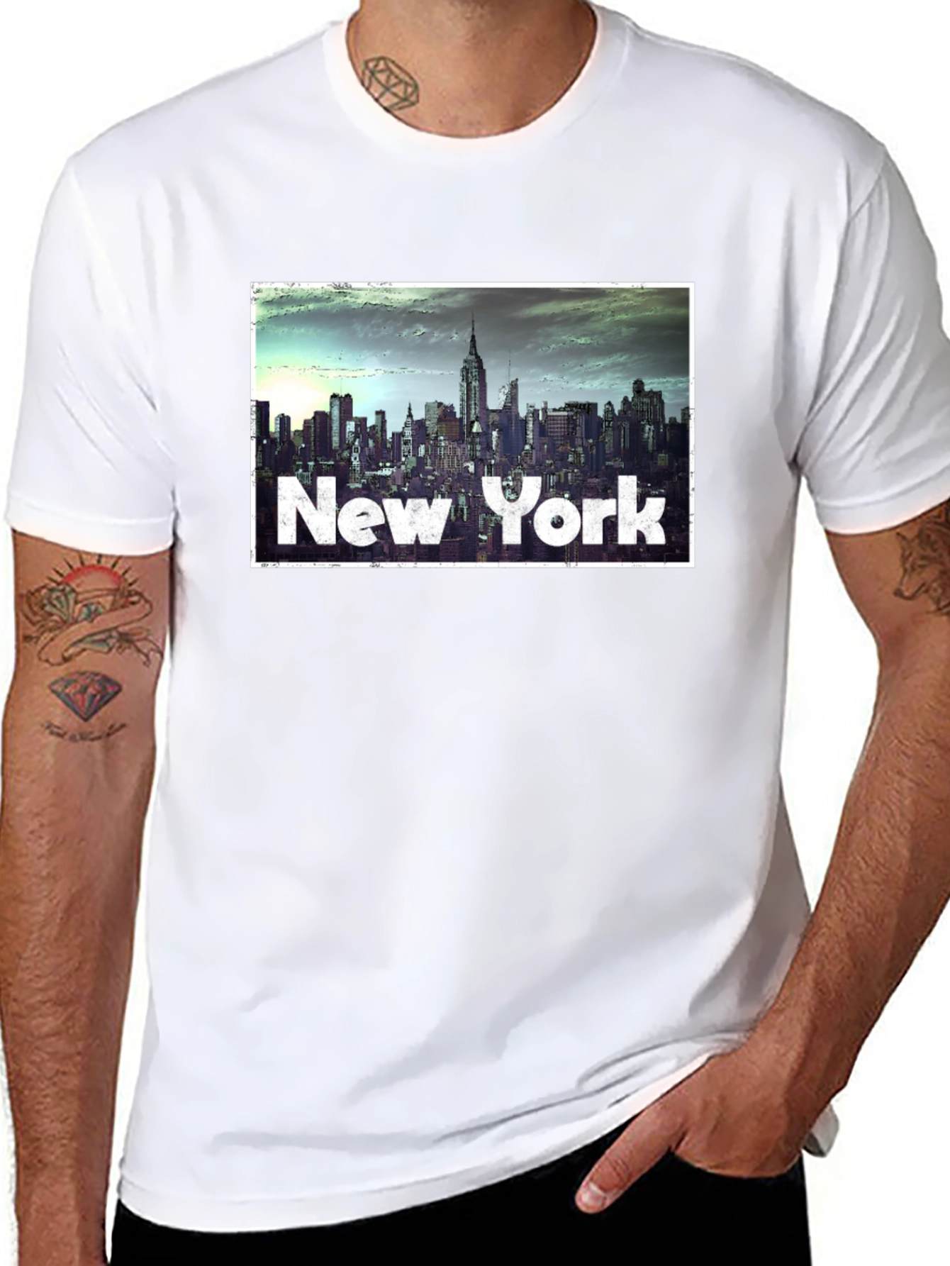 New York City Skyline Graphic Tee - Black