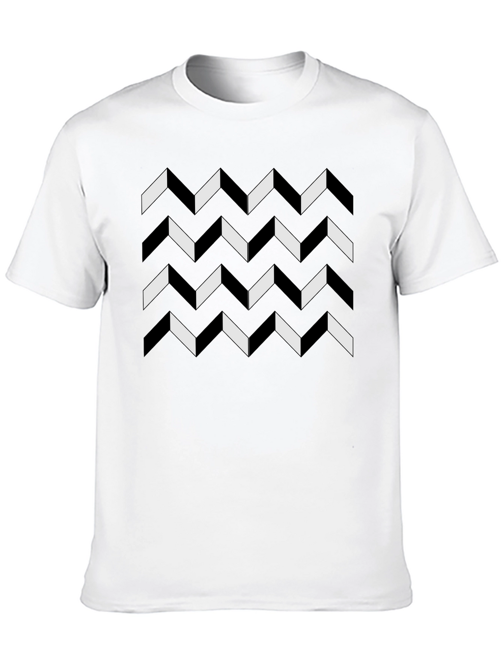 Geometric Chevron Pattern Black T-Shirt