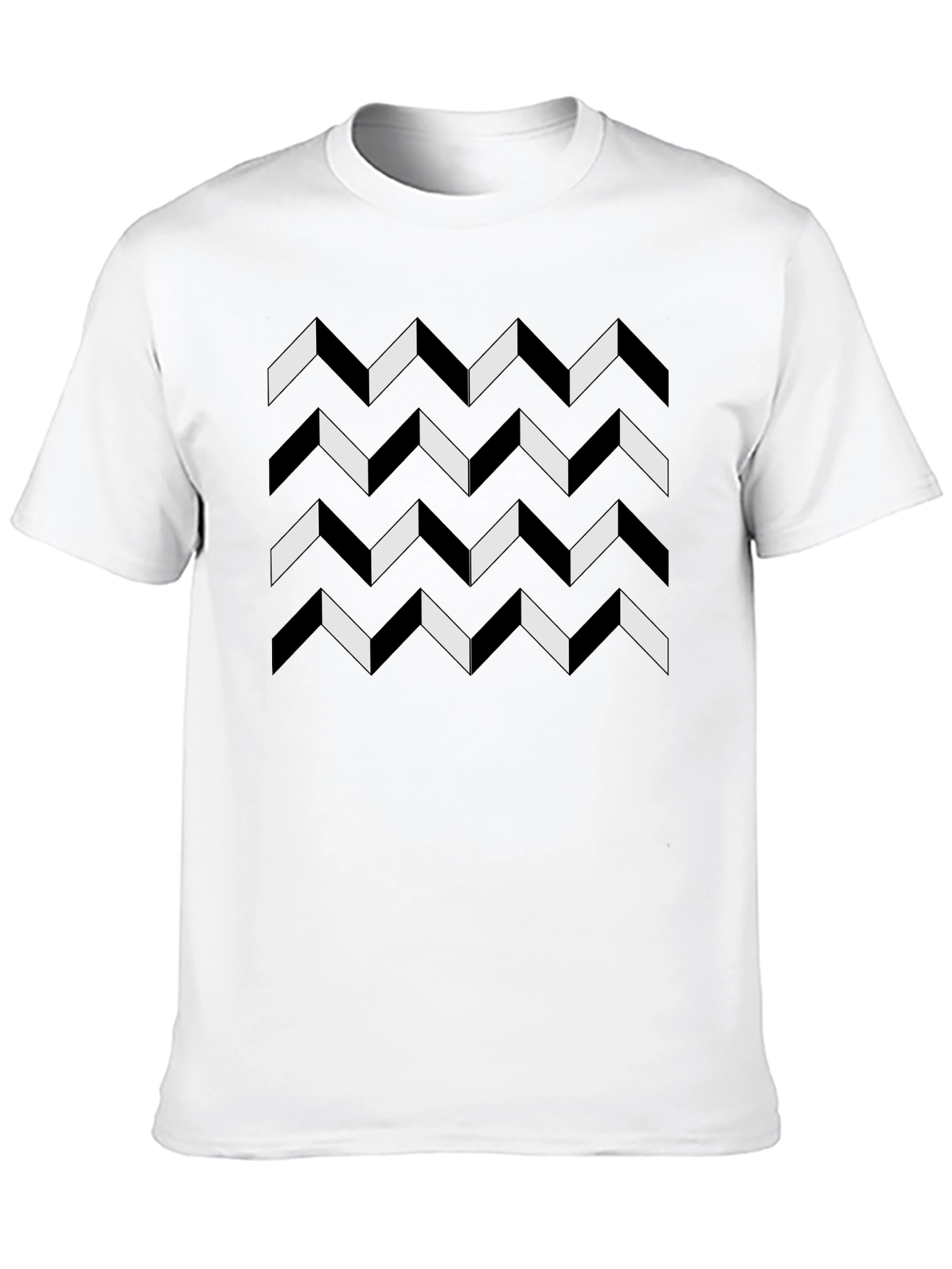 Geometric Chevron Pattern Black T-Shirt