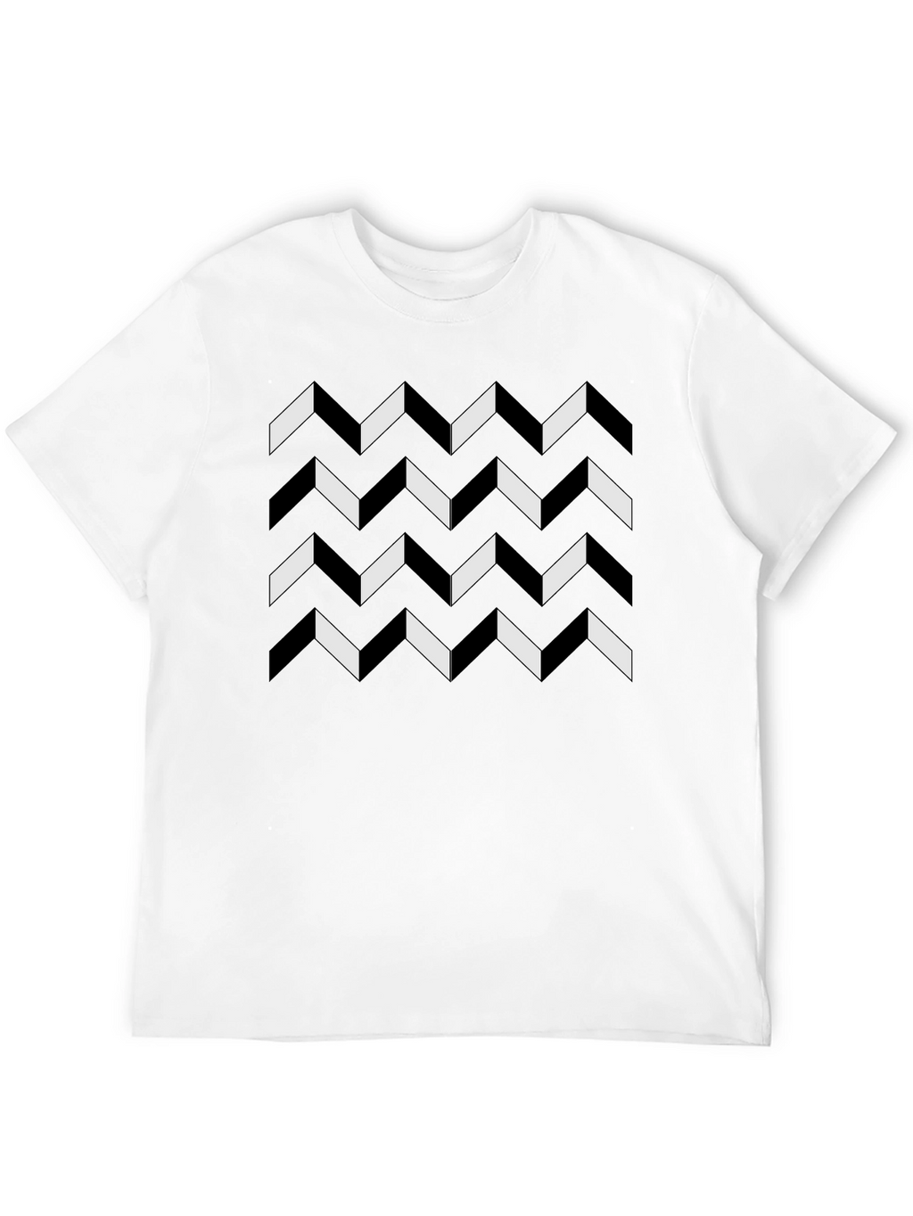 Geometric Chevron Pattern Black T-Shirt