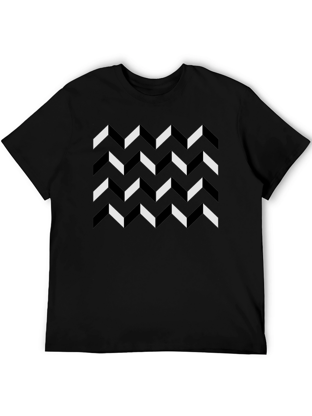 Geometric Chevron Pattern Black T-Shirt