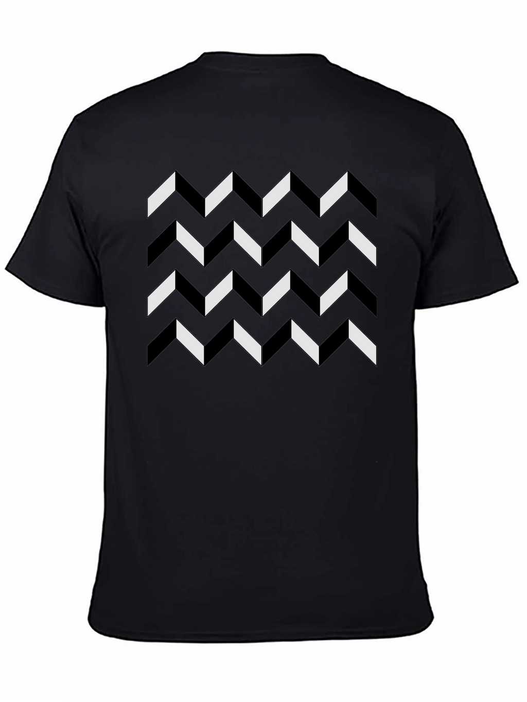 Geometric Chevron Pattern Black T-Shirt