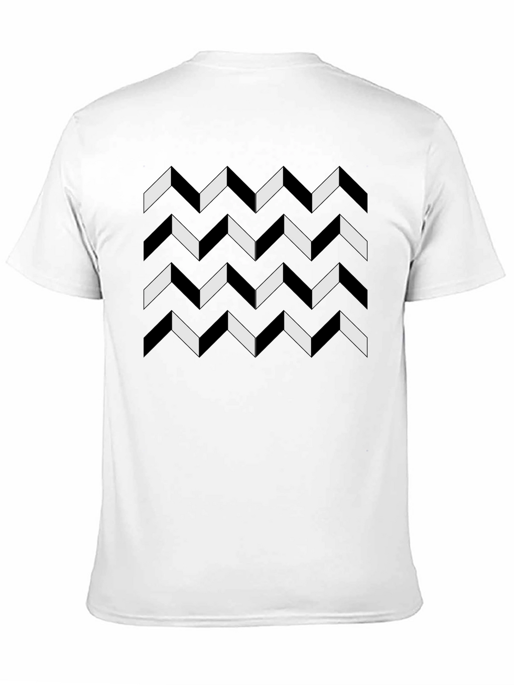 Geometric Chevron Pattern Black T-Shirt