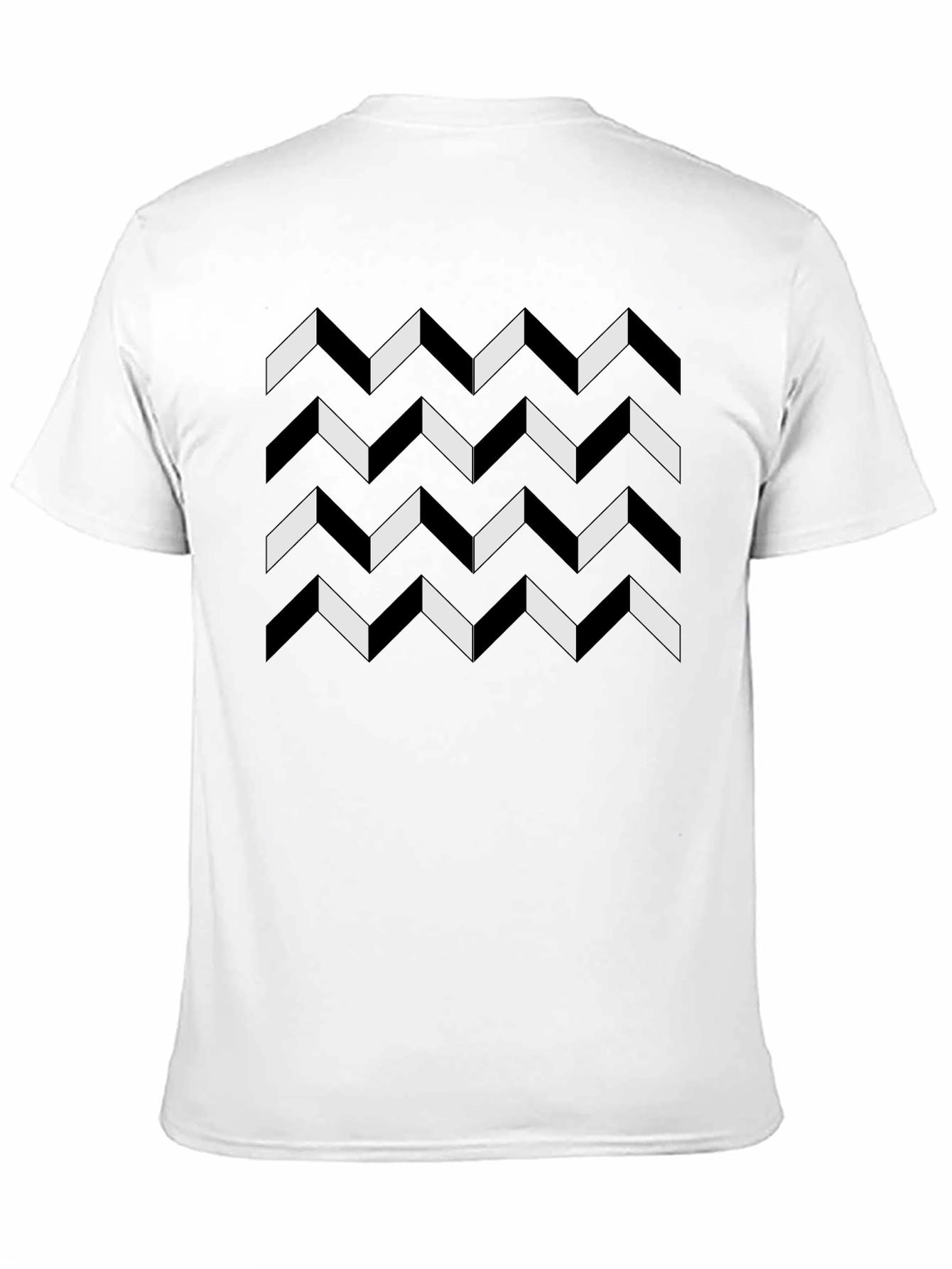 Geometric Chevron Pattern Black T-Shirt