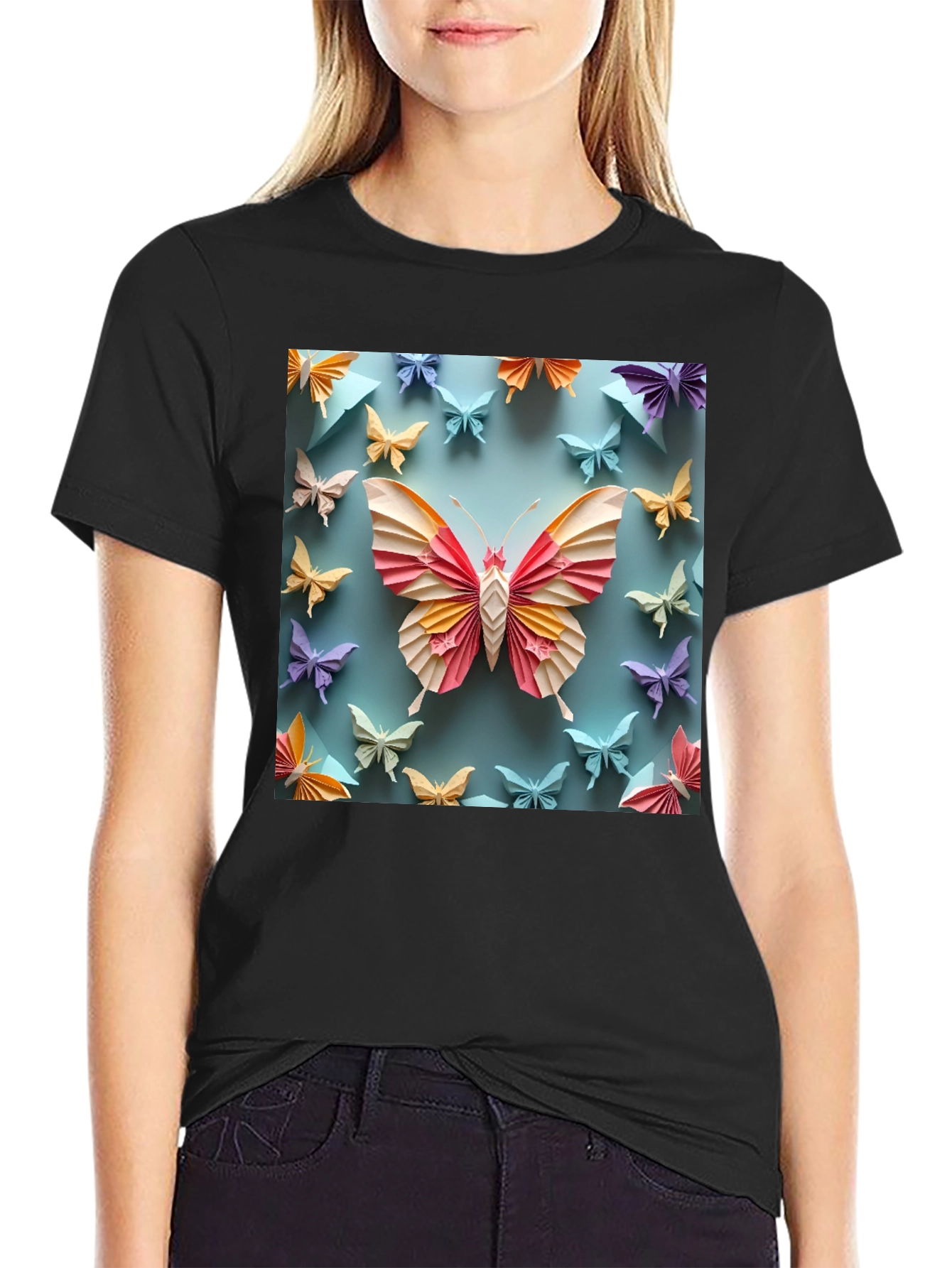 Butterfly Origami Graphic Tee - Unique Design