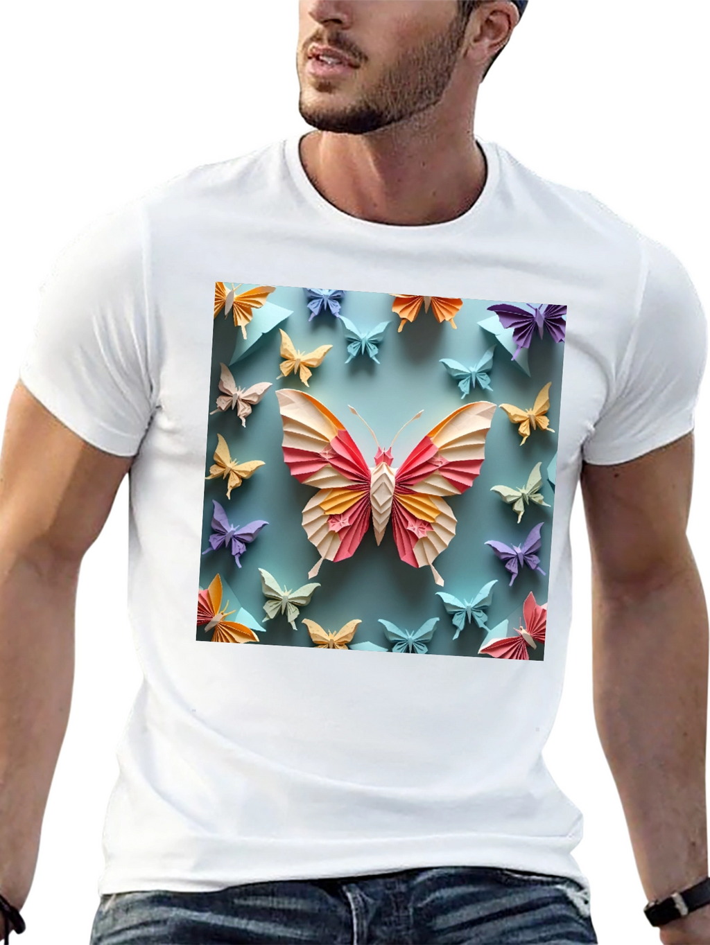 Butterfly Origami Graphic Tee - Unique Design