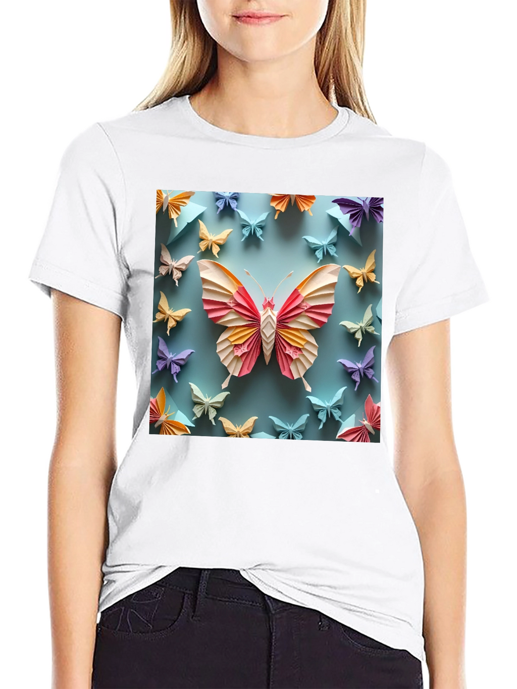 Butterfly Origami Graphic Tee - Unique Design