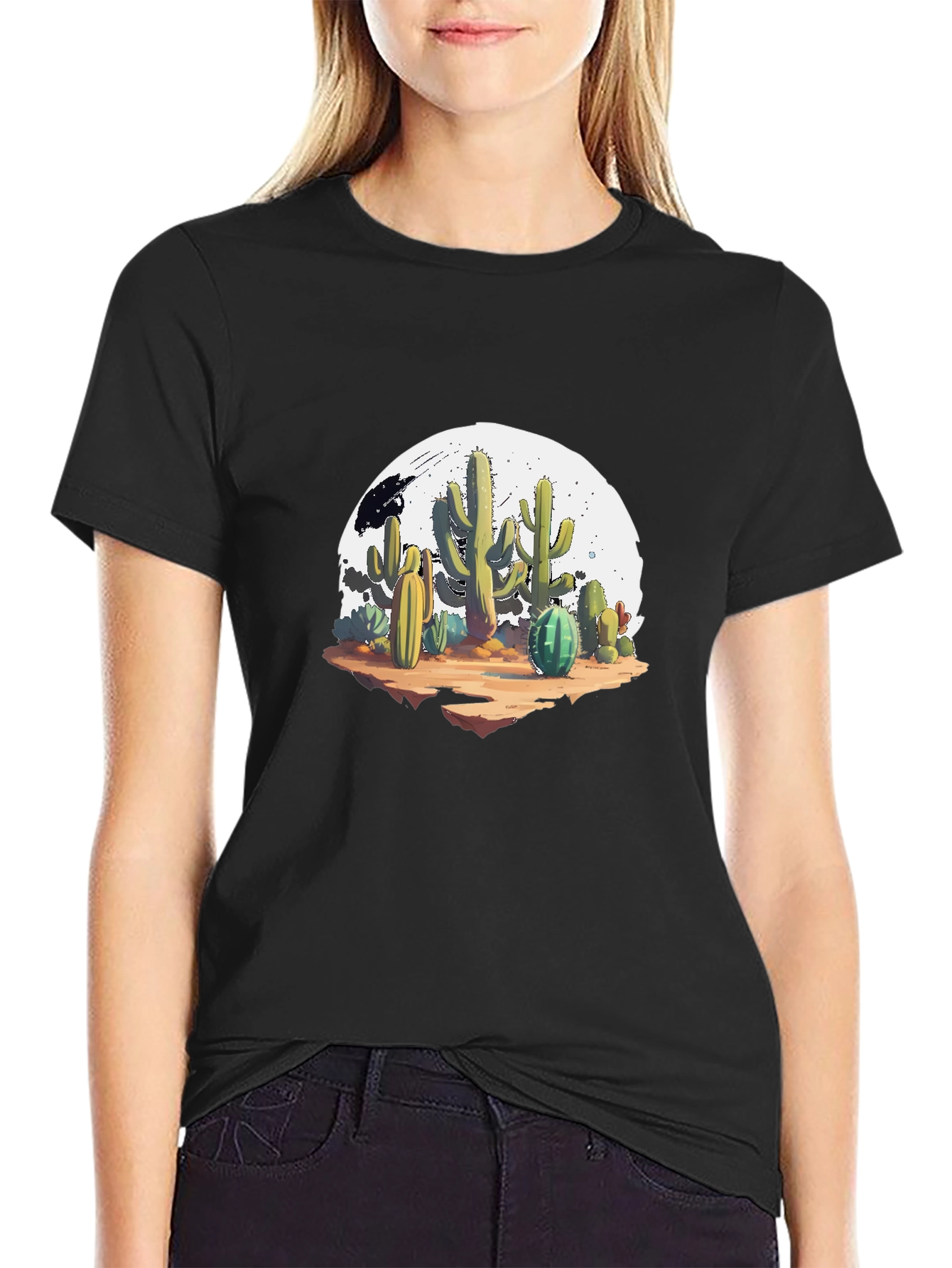 Cactus Graphic Black T-Shirt
