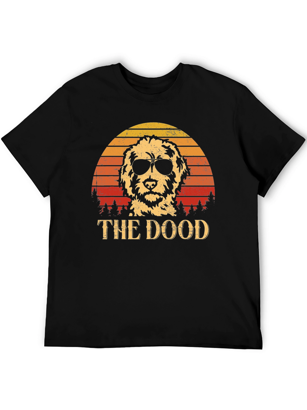 Cool Dog Tee: The Dood Retro Sunset Design