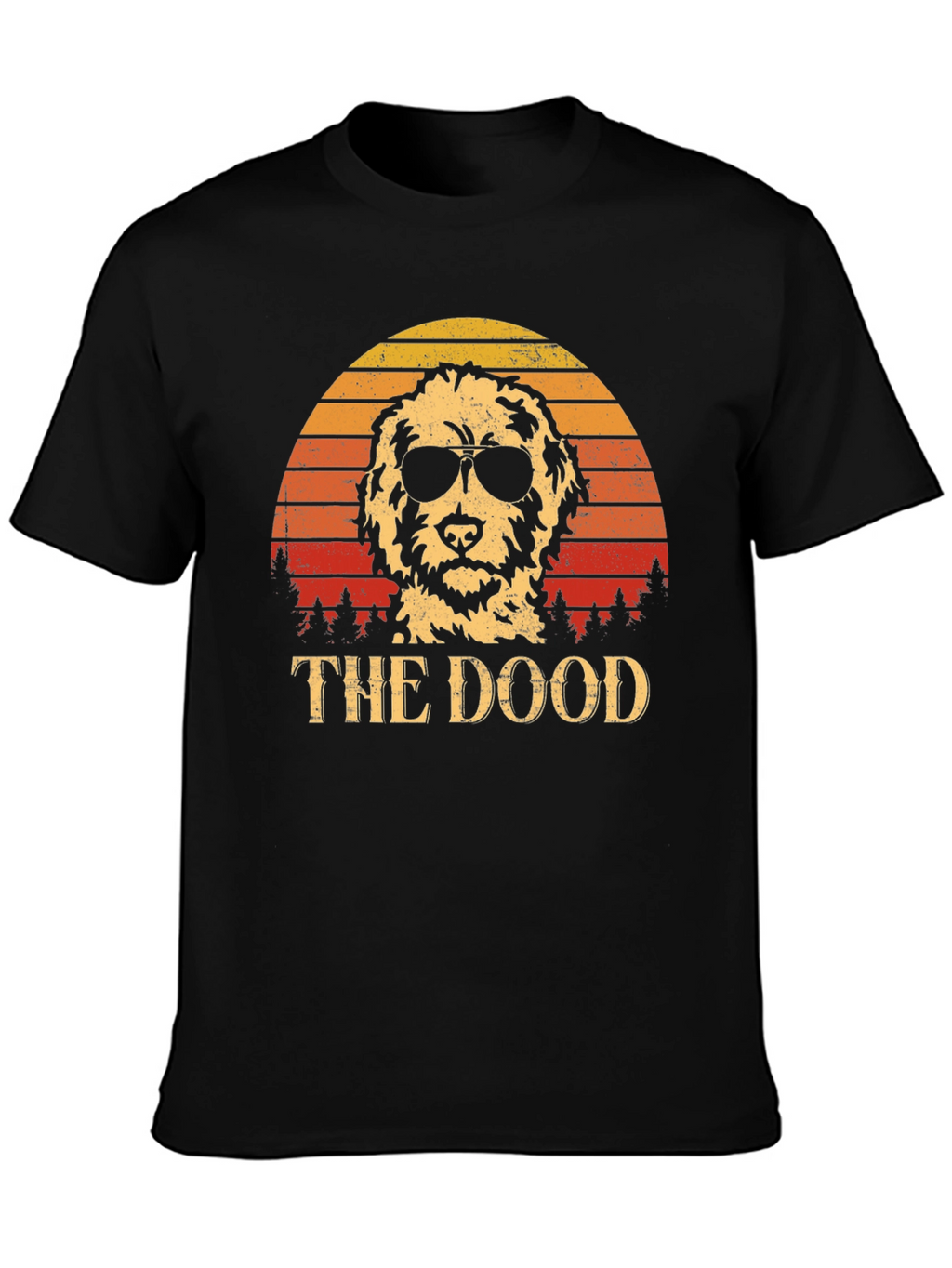 Cool Dog Tee: The Dood Retro Sunset Design
