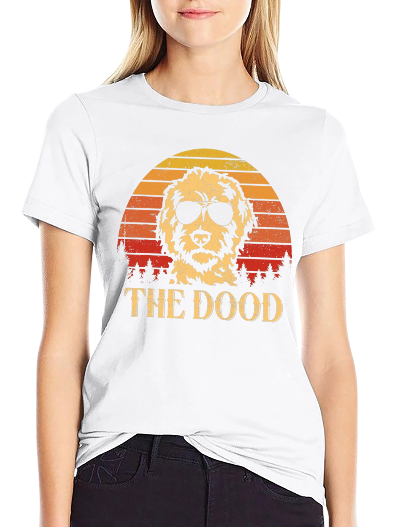 Cool Dog Tee: The Dood Retro Sunset Design