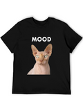 Mood Sphynx Cat Graphic Tee - Black Unisex T-Shirt