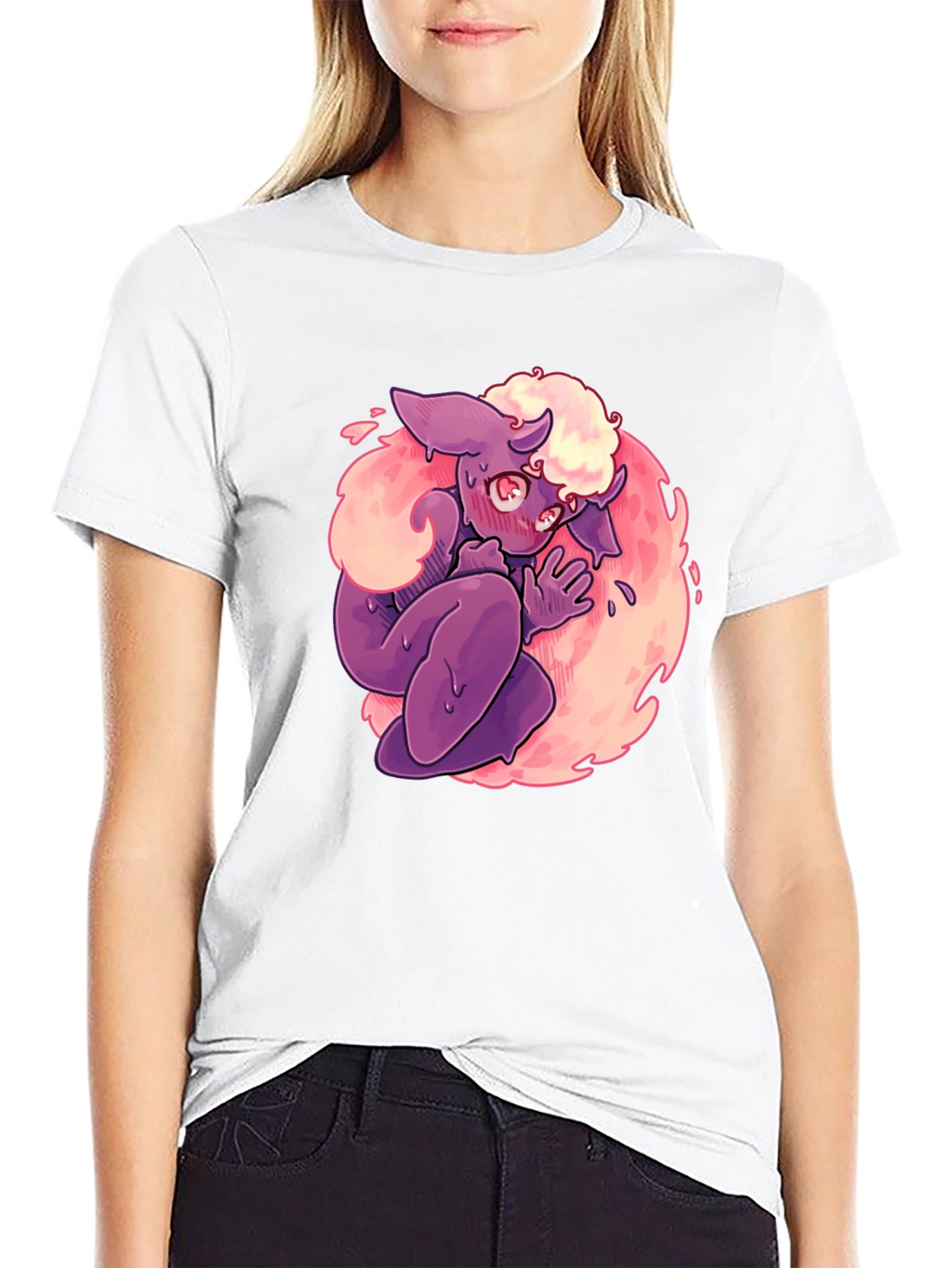 Cartoon Monster Graphic Print Black T-Shirt