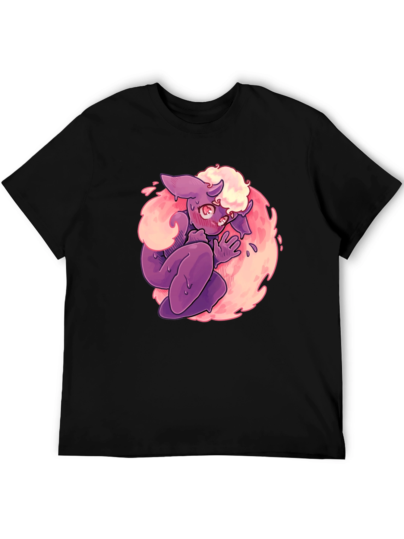 Cartoon Monster Graphic Print Black T-Shirt