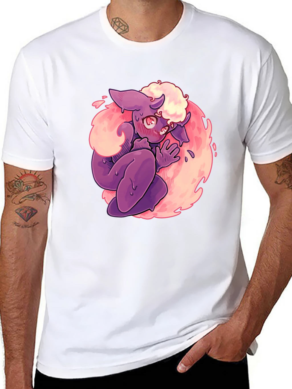 Cartoon Monster Graphic Print Black T-Shirt