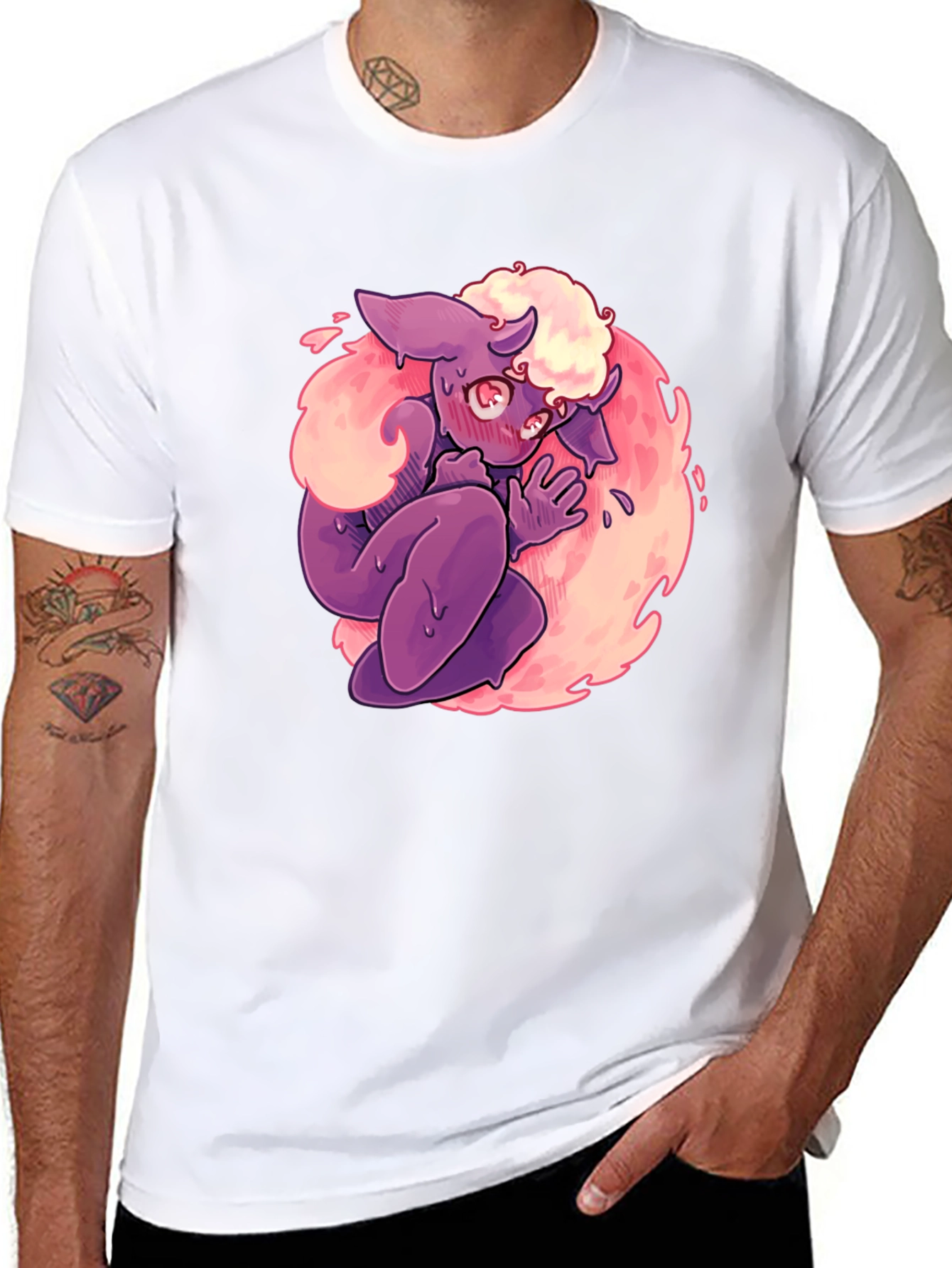 Cartoon Monster Graphic Print Black T-Shirt