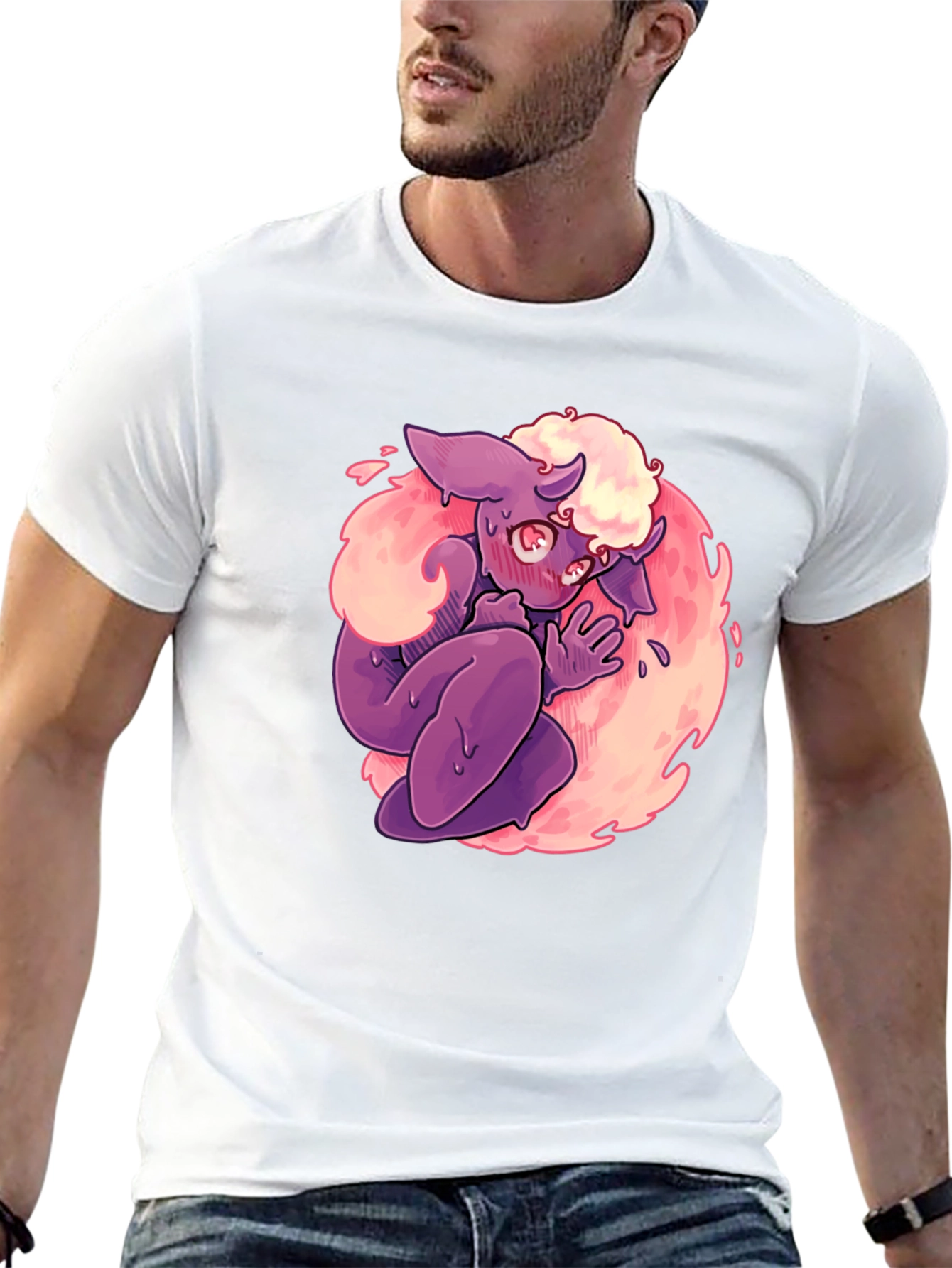 Cartoon Monster Graphic Print Black T-Shirt